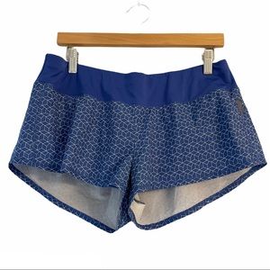 Oiselle Blue Patterned Roga Shorts